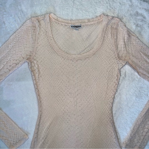 Express Women's Long Sleeve Lace Top - Light Pink - Picture 2 of 5